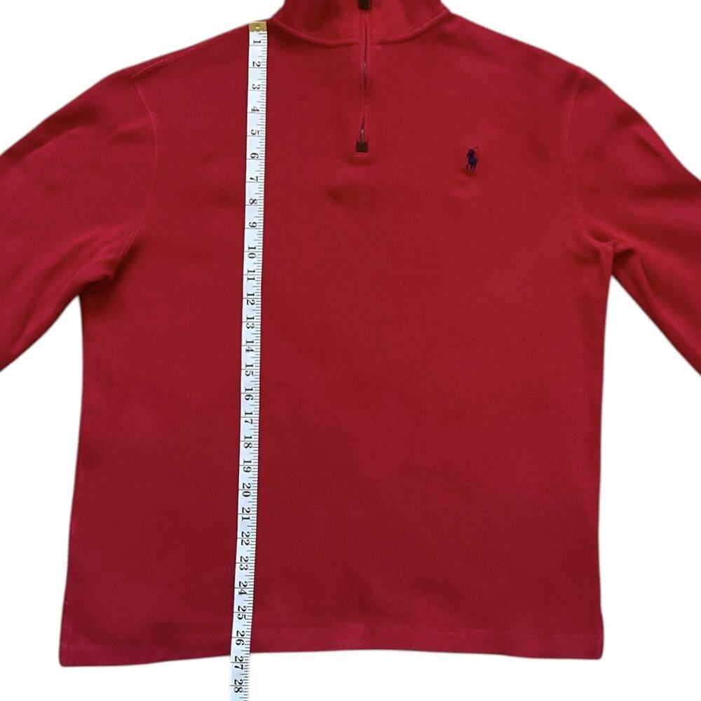 Polo Ralph Lauren Estate Rib Quarter Zip Mock Neck Pullover Sweater Med Red - Picture 10 of 12